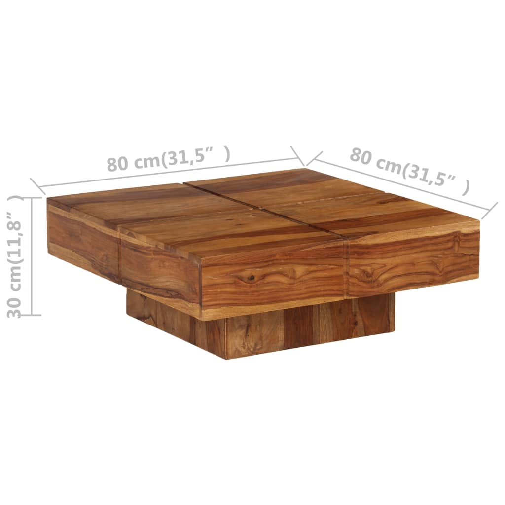 vidaXL Coffee Table 31.5"x31.5"x11.8" Solid Wood Acacia-8