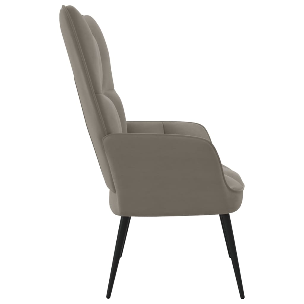 vidaXL Relaxing Chair Light Gray Velvet-2