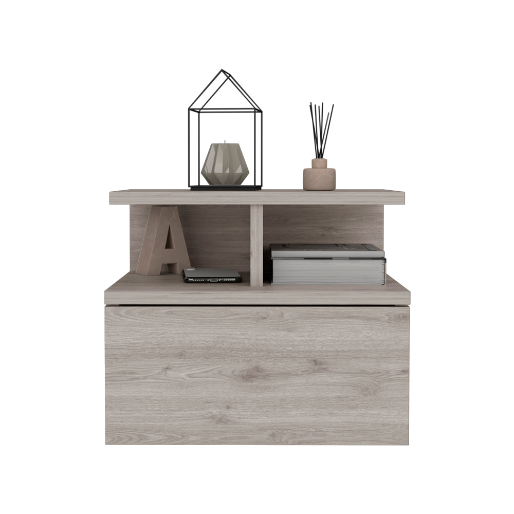 Floating Nightstand Flopini, One Drawer, Light Gray Finish-5