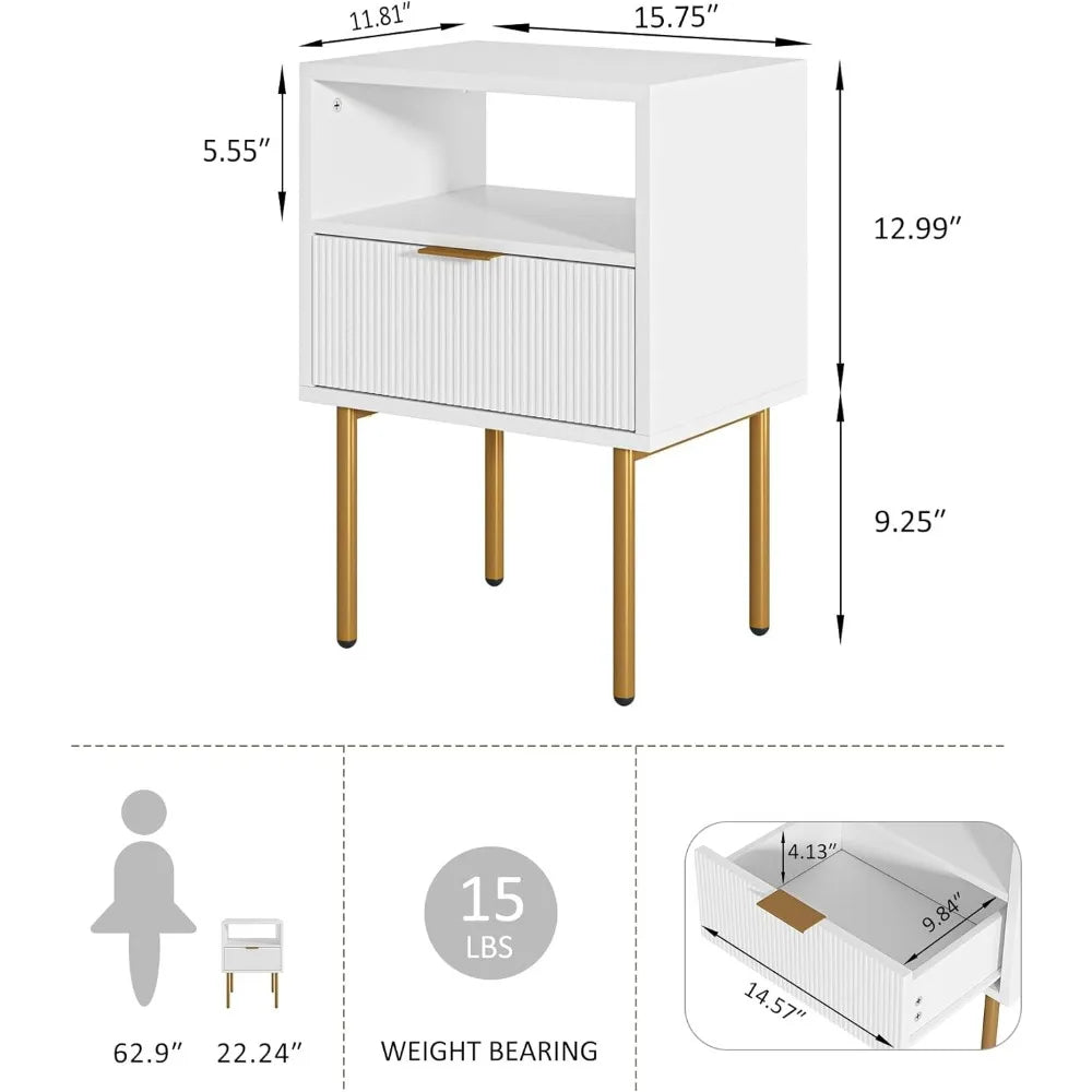 Small Bedside Table with Gold Frame