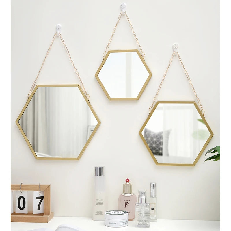 Hexagon Shape Decorative Mirror Wall Decor