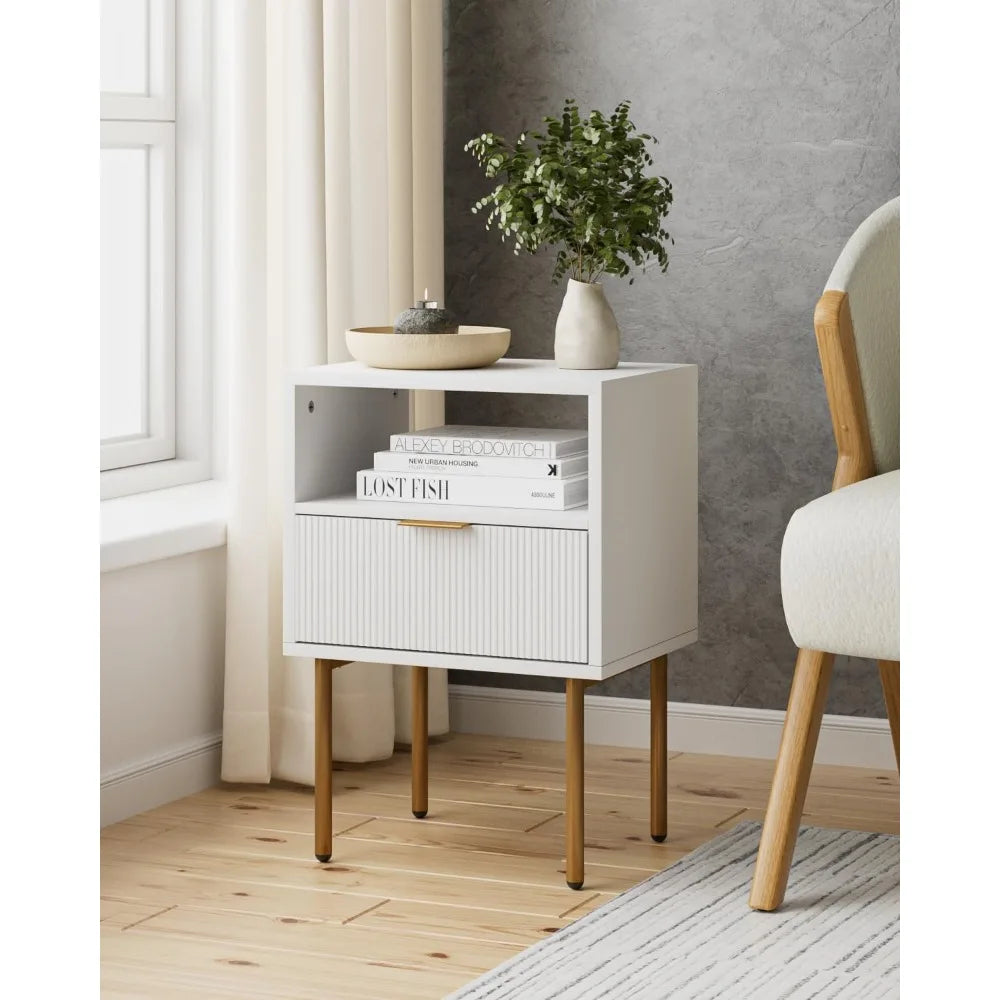 Small Bedside Table with Gold Frame