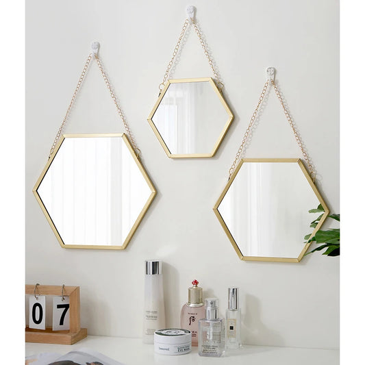 Hexagon Shape Decorative Mirror Wall Decor